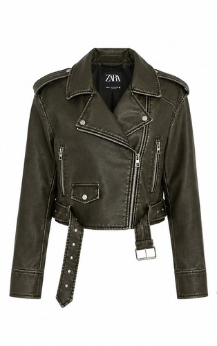 Viral zara leather jacket - leather,