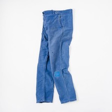 Vintage 70s Faded Workwear Patched Moleskin Chore Trousers - 38x30