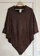 Frank Usher V-Neck Embellished Knit Poncho, Brown, One Size