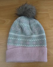 Lipsy London pink and grey winter Bobble hat,one size. Vgc