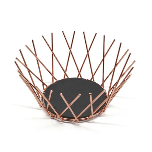 Fruit bowl basket copper metal - basket,
