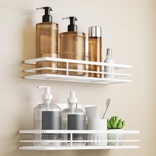 saffruff Shower Caddy Bathroom Shelf Organiser - Storage Rack White 2Pack Bathro