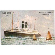 SS LAPLAND Red Star Line Steam Ocean Liner Postcard Unused