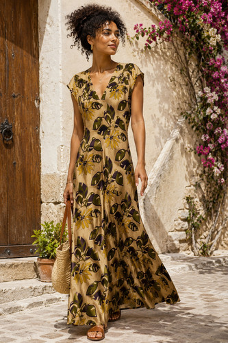 Anokhi for east dress olive - anokhi,