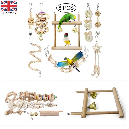 8pcs bird swing wooden bell - 8pcs,