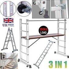 Scaffolding Ladder Multi-Purpose Work Platform Combination Ladder Outdoor 3 IN 1