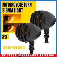 Pair Amber Turn Signal Light With Grill Cover 3 Wires Retro 10mm 12V Motorcycle