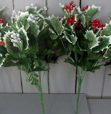2 x Artificial Holly Bushes