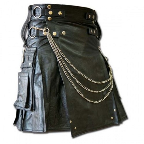 Mens pure black leather - mens,
