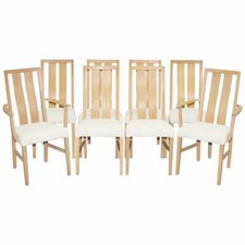RARE SET OF EIGHT ORUM MOBLER ASH WOOD DINING CHAIRS TABLE & BOOKCASE AVAILABLE