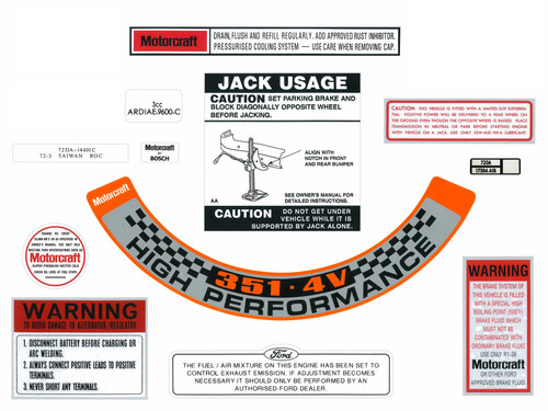 Engine bay decal kit - bay, '351