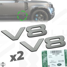 2x Genuine V8 Badge for Land Rover Defender L663 90 110 Shadow Atlas Carpathian 