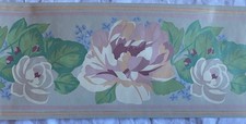1 (and a bit) X Vintage Next Wallpaper Border 1986 Grey Lilac Peony Design