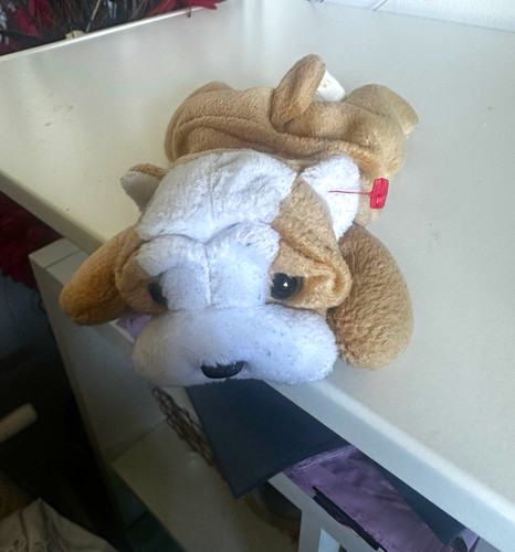 Brown white dog beanies - &,