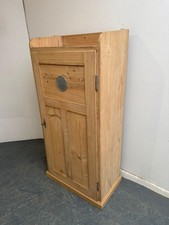 A Galleried Victorian Antique /Old Pine 1 Door Kitchen Cupboard to Wax/Paint