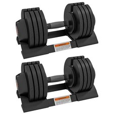 SPORTNOW 2 X 24KG Adjustable Dumbbells Set, 4-in-1 Weights With Storage, Black
