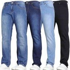 Ex-Brand Mens Relaxed Slim Fit Straight Leg Stretch Denim Jeans Basic Trousers