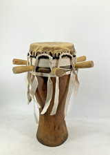 African Tribal Goblet-Shaped Drum 23" tall with Fabric Padded Carry Case