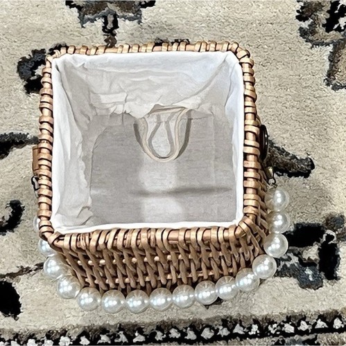 Woven straw mini crossbody bag - straw,