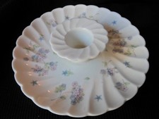 Wedgewood Bone China Candle holder, with pink and blue forget me knots.