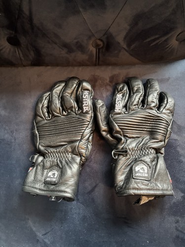 Hestra black leather ski - black,