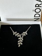 PANDORA Silver 45cm Shimmering Leaves Necklace #590414CZ-45 Rrp £100