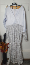 Drag Queen White/Silver Sequin Long Dress Handmade Floor Length 