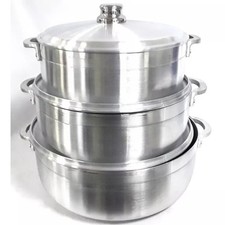 3pc Jamaican Caribbean Dutch Pot Low Casserole Caldero Set S/S Knob 19/24/26CM