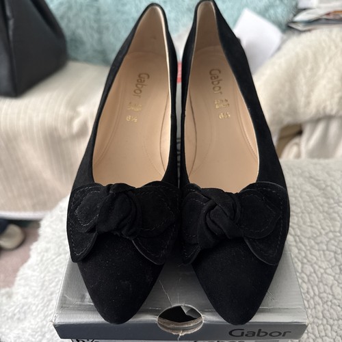 Gabor hooty black suede court - gabor,