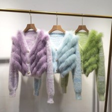 Womens Faux Fur Coat Knitted