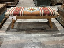 KILIM KELEM FLAT WEAVE WOODEN UPHOLSTERED FOLDING BENCH HALLWAY WINDOW SEAT