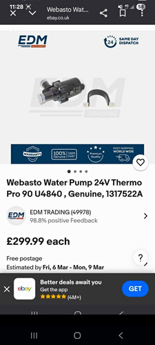 Webasto water pump - webasto,