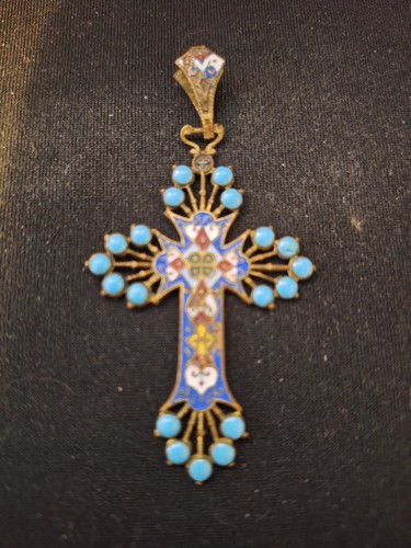 Antique byzantine enamel cross - antique,