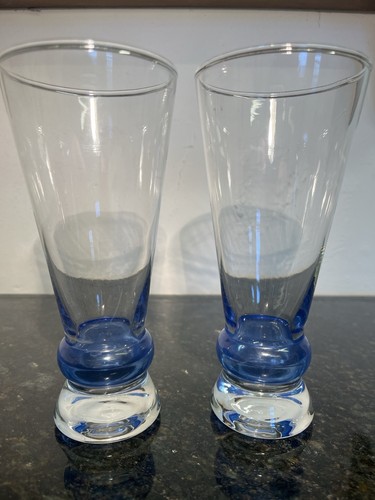 Blue glass tumblers pair - tumblers, clear