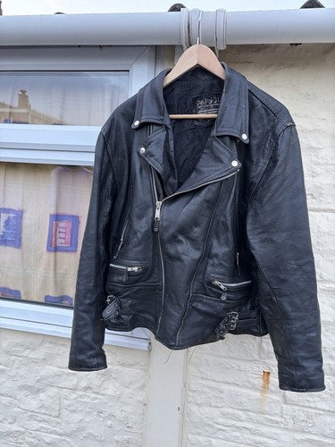 Vintage cowhide leather biker - cowhide,
