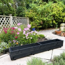 Wooden Black Planter Extra Long Wood Garden Flower Trough Plant Boxes 5ft 1.5m