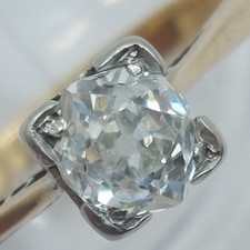 18ct Gold &Platinum Old Mined Cut Solitaire Diamond Ring 0.8ct Size M (2.35g) 