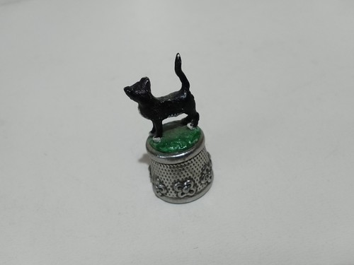 Pewter thimble cat design - thimble,,