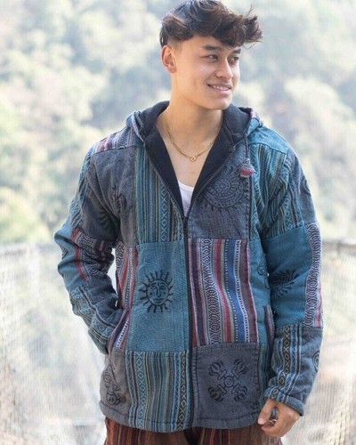 Blue patchwork cotton fleece - patchwork,