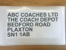 Bus Coach Sticker Self Adhesive Sign - address label  - legal lettering
