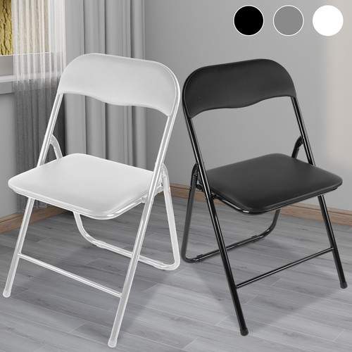 Black metal folding chair - metal,