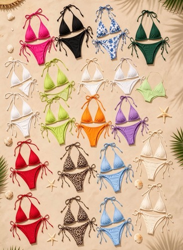 Assorted bikinis pink - bikinis, green