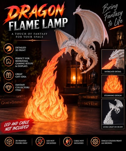 Dragon flame lamp - dragon,