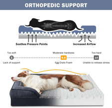 JOEJOY Large Dog Bed Orthopedic Memory Foam Dog Beds Washable Pet Bed Grey Fi...