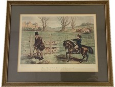John Leech Set of 2 Equestrian Scene Set Mounted Frames Collectable Art Prints