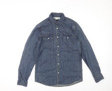 H&M L.O.G.G. Men’s Blue Denim Button-Up Shirt Size S Regular Fit