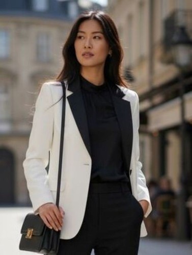 Suit white blazer with - le,