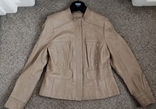 M&S Autograph Genuine Leather Jacket Stone Size UK18
