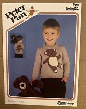 KIDS CHILDRENS TEDDY BEAR JUMPER 22”-26” VTG DK KNITTING PATTERN PETER PAN 410