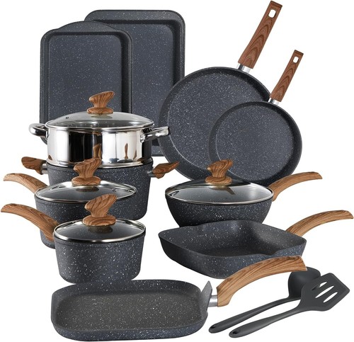 Piece hammered cookware set - 17,